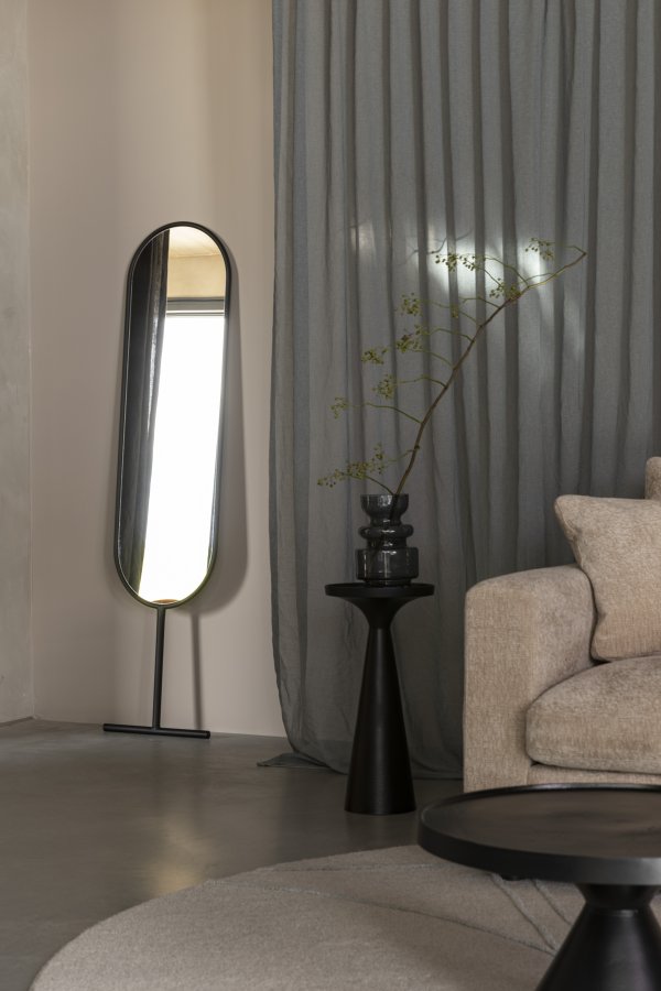 ZUIVER Tess gulvspejl, oval - spejlglas og sort stl (165x38,5)