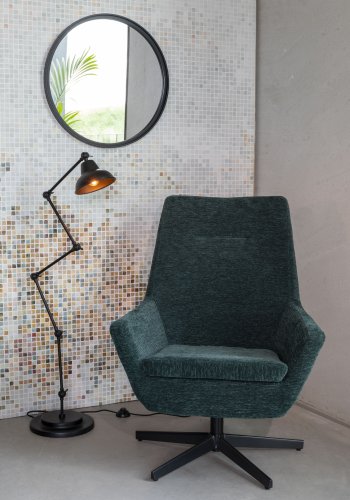 WHITE LABEL LIVING Matz vgspejl, rund - spejlglas og sort jern (60)