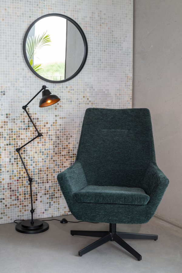 WHITE LABEL LIVING Matz vgspejl, rund - spejlglas og sort jern (60)