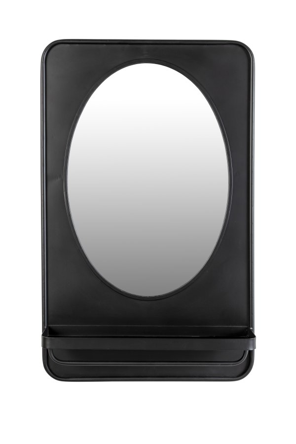 WHITE LABEL LIVING Pascal M vgspejl, m. hylde - spejlglas og sort jern (80x50)