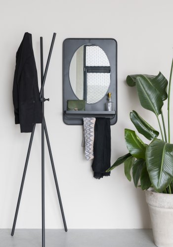WHITE LABEL LIVING Pascal M vgspejl, m. hylde - spejlglas og sort jern (80x50)