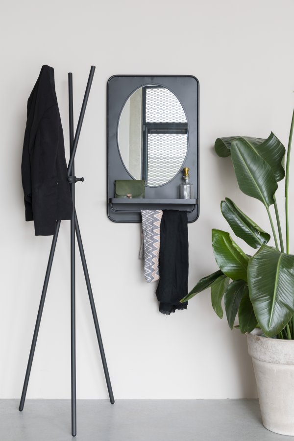 WHITE LABEL LIVING Pascal M vgspejl, m. hylde - spejlglas og sort jern (80x50)