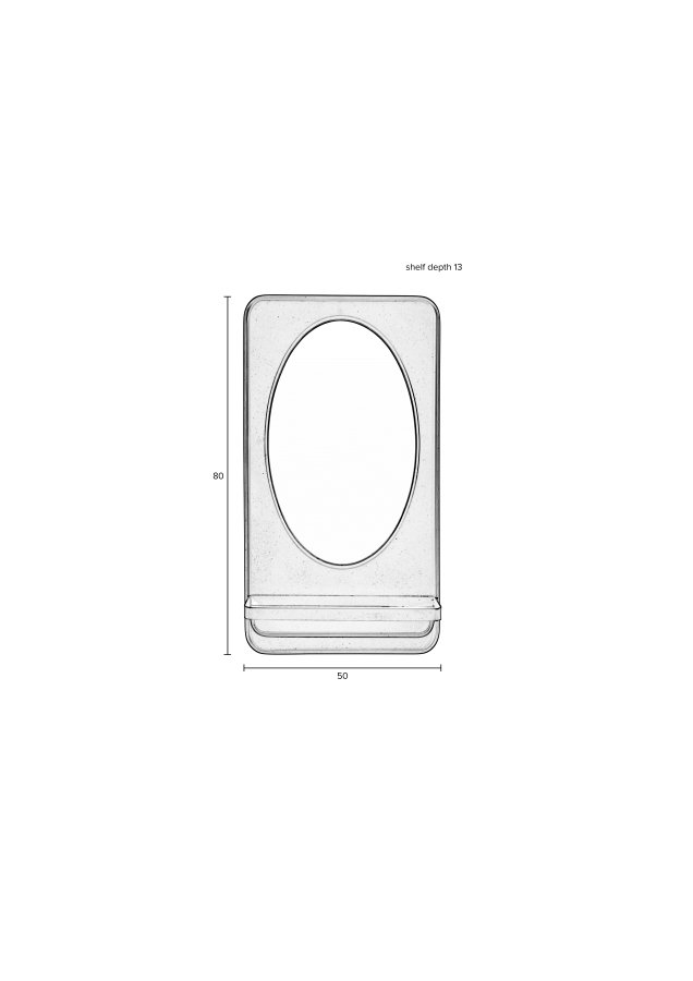 WHITE LABEL LIVING Pascal M vgspejl, m. hylde - spejlglas og sort jern (80x50)