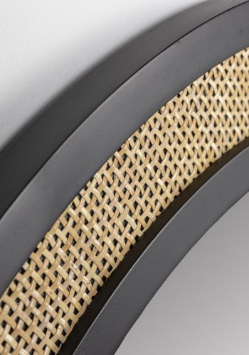 WHITE LABEL LIVING Aida vgspejl, rund - spejlglas, rattan og sort jern (76)