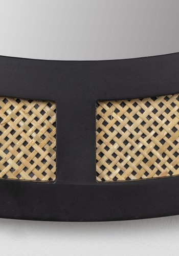 WHITE LABEL LIVING Aida vgspejl, rund - spejlglas, rattan og sort jern (76)