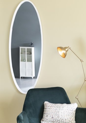WHITE LABEL LIVING Miya L vgspejl, oval - spejlglas og hvid jern (160x60)