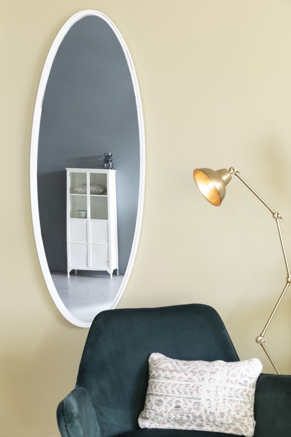 WHITE LABEL LIVING Miya L vgspejl, oval - spejlglas og hvid jern (160x60)