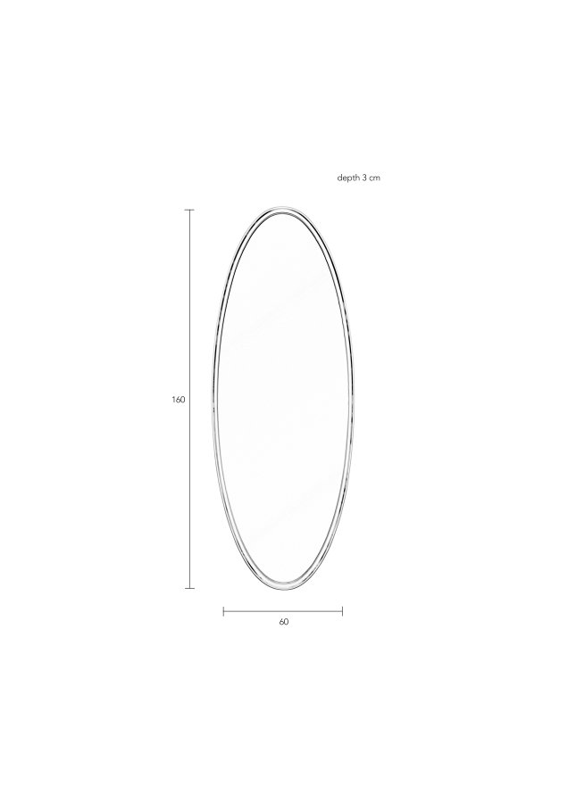 WHITE LABEL LIVING Miya L vgspejl, oval - spejlglas og hvid jern (160x60)