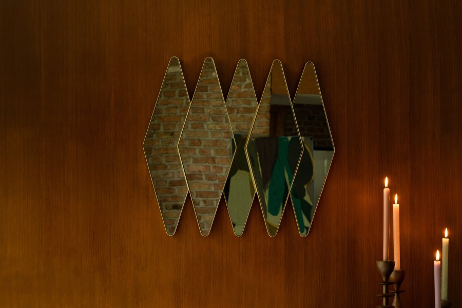 DUTCHBONE Kyoko vgspejl, diamantformet - spejlglas og messing strygejern (70x77)