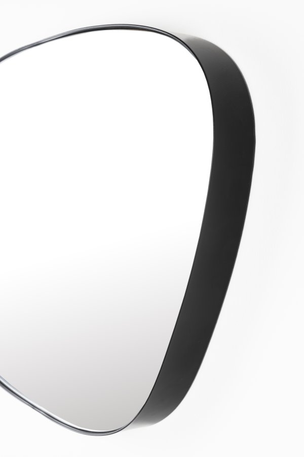 WHITE LABEL LIVING Lina vgspejl, asymmetrisk - spejlglas og sort metal (60x40)