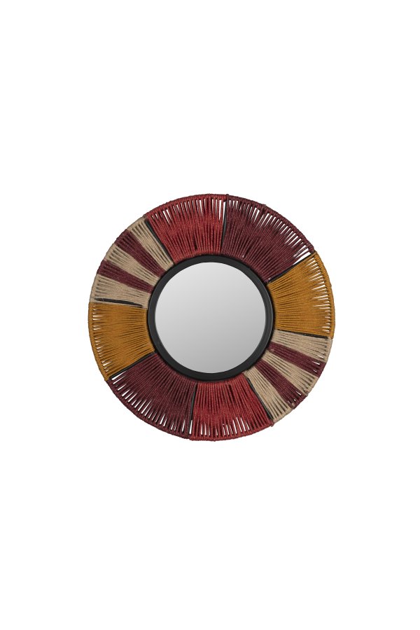 DUTCHBONE Surya vgspejl S, rund - spejlglas, multifarvet reb og jern (40)