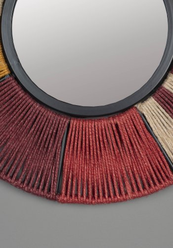 DUTCHBONE Surya vgspejl S, rund - spejlglas, multifarvet reb og jern (40)