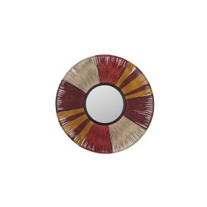 DUTCHBONE Surya vgspejl L, rund - spejlglas, multifarvet reb og jern (60)