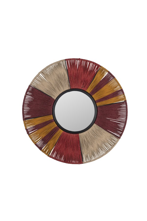 DUTCHBONE Surya vgspejl L, rund - spejlglas, multifarvet reb og jern (60)