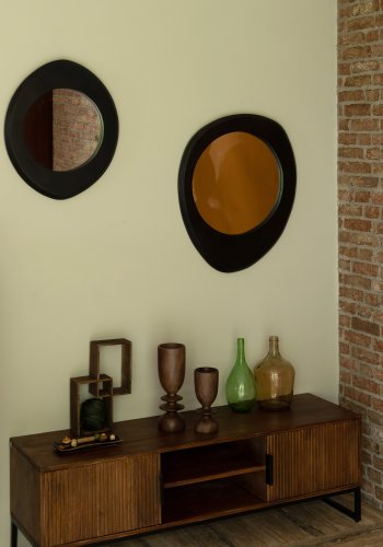 DUTCHBONE Aren vgspejl S, organisk - spejlglas og sort mangotr (55x47)