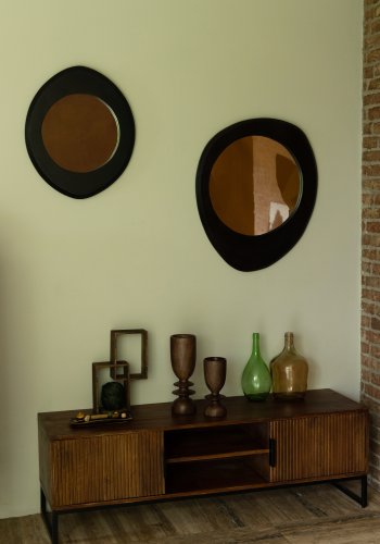 DUTCHBONE Aren vgspejl M, organisk - spejlglas og sort mangotr (71x59)