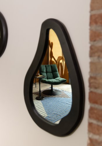 DUTCHBONE Aren vgspejl L, organisk - spejlglas og sort mangotr (92x61)
