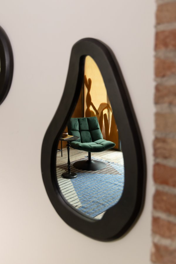 DUTCHBONE Aren vgspejl L, organisk - spejlglas og sort mangotr (92x61)