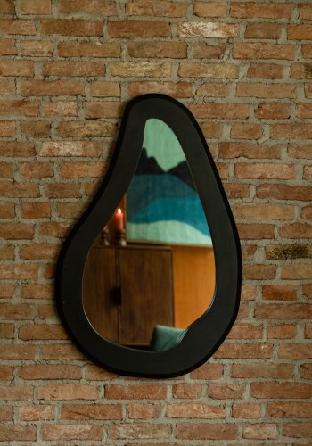 DUTCHBONE Aren vgspejl L, organisk - spejlglas og sort mangotr (92x61)