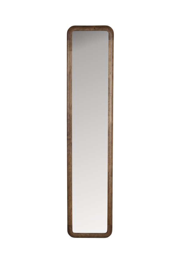 WHITE LABEL LIVING Nyko M vgspejl, rektangulr - spejlglas og brun gummitr (120x26)