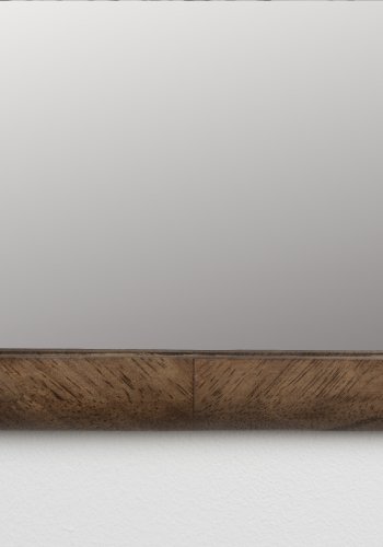 WHITE LABEL LIVING Nyko M vgspejl, rektangulr - spejlglas og brun gummitr (120x26)