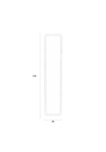 WHITE LABEL LIVING Nyko M vgspejl, rektangulr - spejlglas og brun gummitr (120x26)