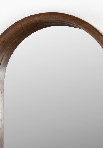 WHITE LABEL LIVING Nyko vgspejl, oval - spejlglas og brun gummitr (120x24)