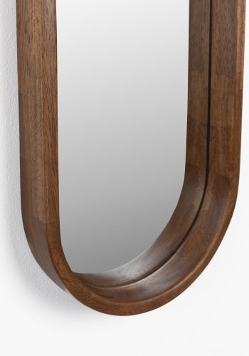 WHITE LABEL LIVING Nyko vgspejl, oval - spejlglas og brun gummitr (120x24)