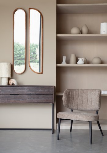 WHITE LABEL LIVING Nyko vgspejl - spejlglas og brun gummitr (120x26)