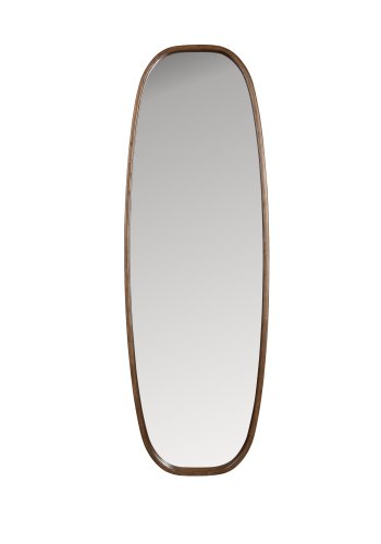 WHITE LABEL LIVING Nyko L vgspejl, oval - spejlglas og brun gummitr (120x40)