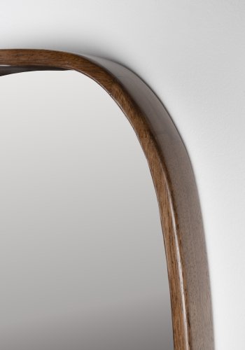 WHITE LABEL LIVING Nyko L vgspejl, oval - spejlglas og brun gummitr (120x40)