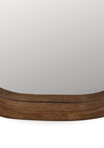 WHITE LABEL LIVING Nyko L vgspejl, oval - spejlglas og brun gummitr (120x40)