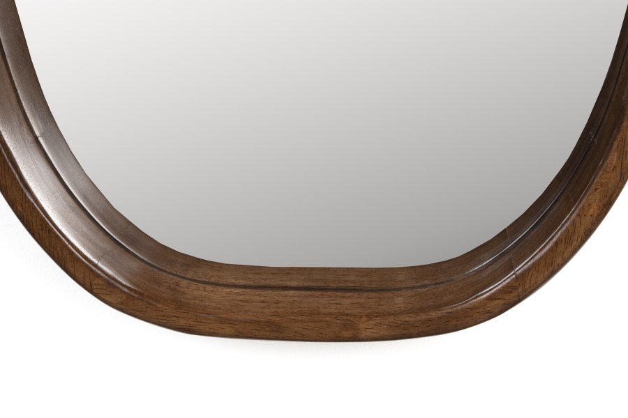 WHITE LABEL LIVING Nyko L vgspejl, oval - spejlglas og brun gummitr (120x40)