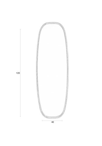 WHITE LABEL LIVING Nyko L vgspejl, oval - spejlglas og brun gummitr (120x40)