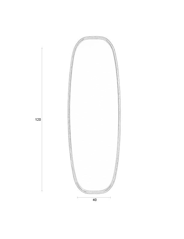 WHITE LABEL LIVING Nyko L vgspejl, oval - spejlglas og brun gummitr (120x40)