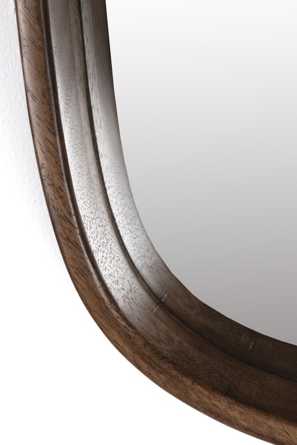 WHITE LABEL LIVING Nyko vgspejl, kvadratisk - spejlglas og brun gummitr (50x50)