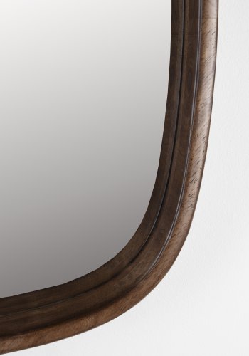 WHITE LABEL LIVING Nyko vgspejl, kvadratisk - spejlglas og brun gummitr (50x50)