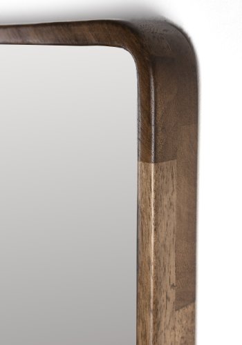 WHITE LABEL LIVING Nyko L vgspejl, rektangulr - spejlglas og brun gummitr (120x34)