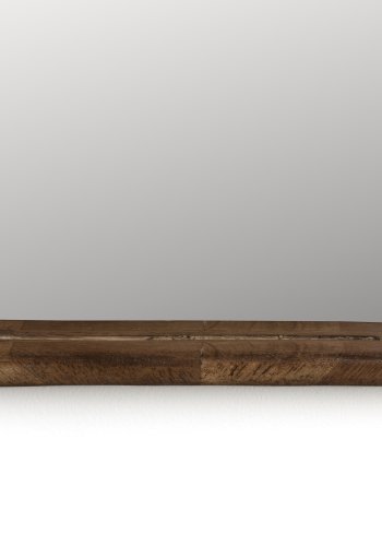 WHITE LABEL LIVING Nyko L vgspejl, rektangulr - spejlglas og brun gummitr (120x34)