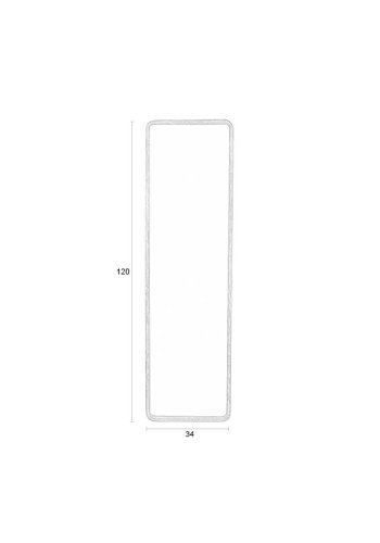 WHITE LABEL LIVING Nyko L vgspejl, rektangulr - spejlglas og brun gummitr (120x34)