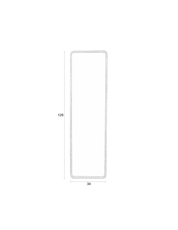 WHITE LABEL LIVING Nyko L vgspejl, rektangulr - spejlglas og brun gummitr (120x34)