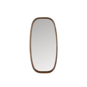 WHITE LABEL LIVING Nyko M vgspejl - spejlglas og brun gummitr (80x40)