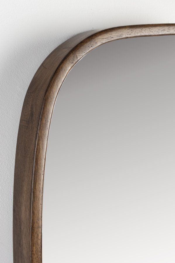 WHITE LABEL LIVING Nyko M vgspejl - spejlglas og brun gummitr (80x40)