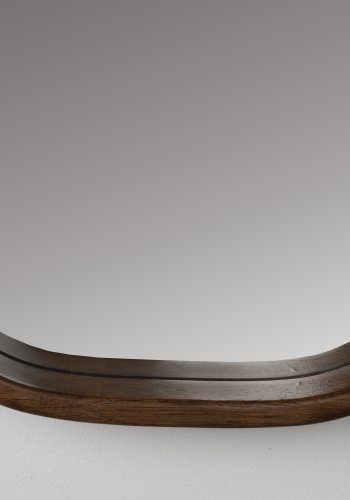 WHITE LABEL LIVING Nyko M vgspejl - spejlglas og brun gummitr (80x40)