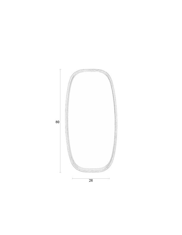 WHITE LABEL LIVING Nyko M vgspejl - spejlglas og brun gummitr (80x40)