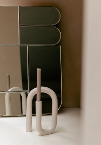 ZUIVER Glamour vgspejl, rektangulr - spejlglas og beige metal (45x70)