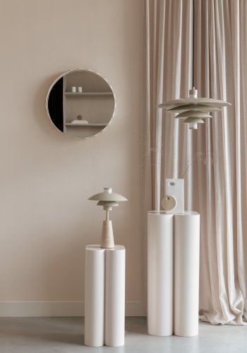 ZUIVER Bubbles vgspejl, rund - spejlglas og beige jern (50)