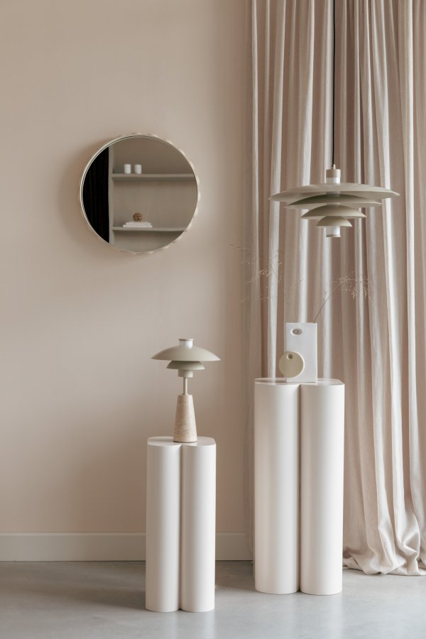 ZUIVER Bubbles vgspejl, rund - spejlglas og beige jern (50)