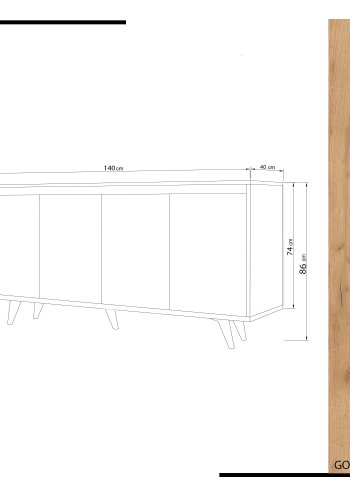 NORDVÄRK Shans sknk, m. 4 lger og 2 hylder - hvid og natur melamin