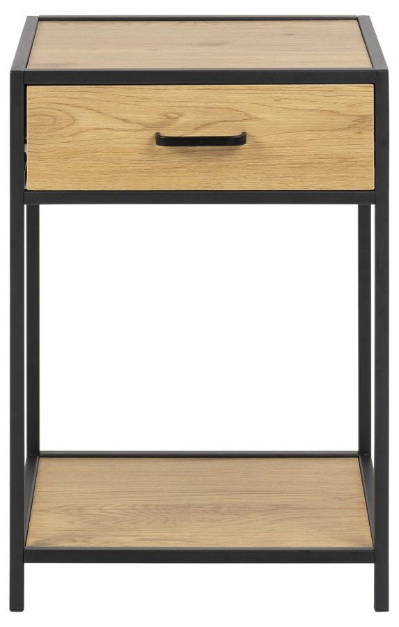 ACT NORDIC Seaford natbord - natur/sort papir vildeg/metal, m. 1 skuffe og 1 hylde
